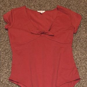 Red front tie bodysuit